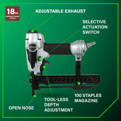 Main 2 - METABO N3804AB3M 1/4" NARROW CROWN STAPLER (18-GAUGE) 1-1/2" MAX - Arlington Coal & Lumber