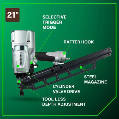 Main 2 - METABO NR83A5M PLASTIC COLLATED NAILER W/ DEPTH ADJ (2" TO 3-1/4") - Arlington Coal & Lumber