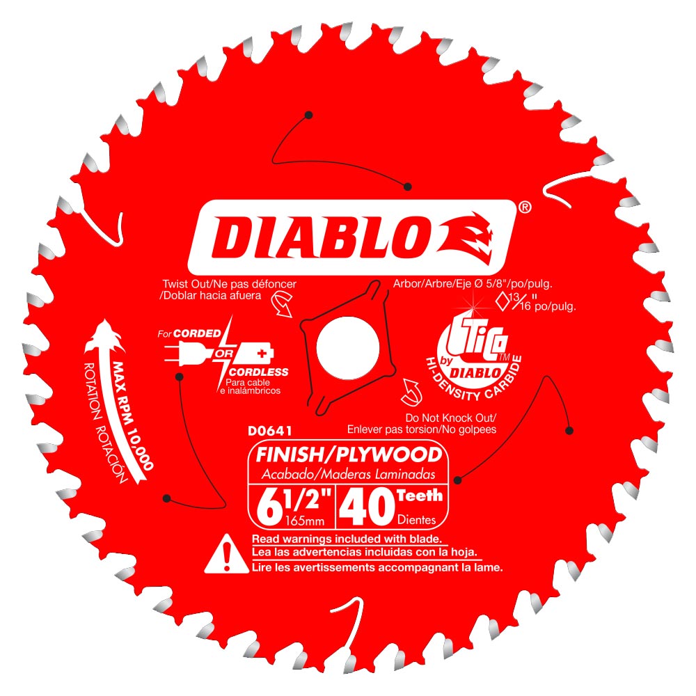 Main 1 - DIABLO 6-1/2" X 40TH FINISH SAW BLADE (D0641X) - Arlington Coal & Lumber