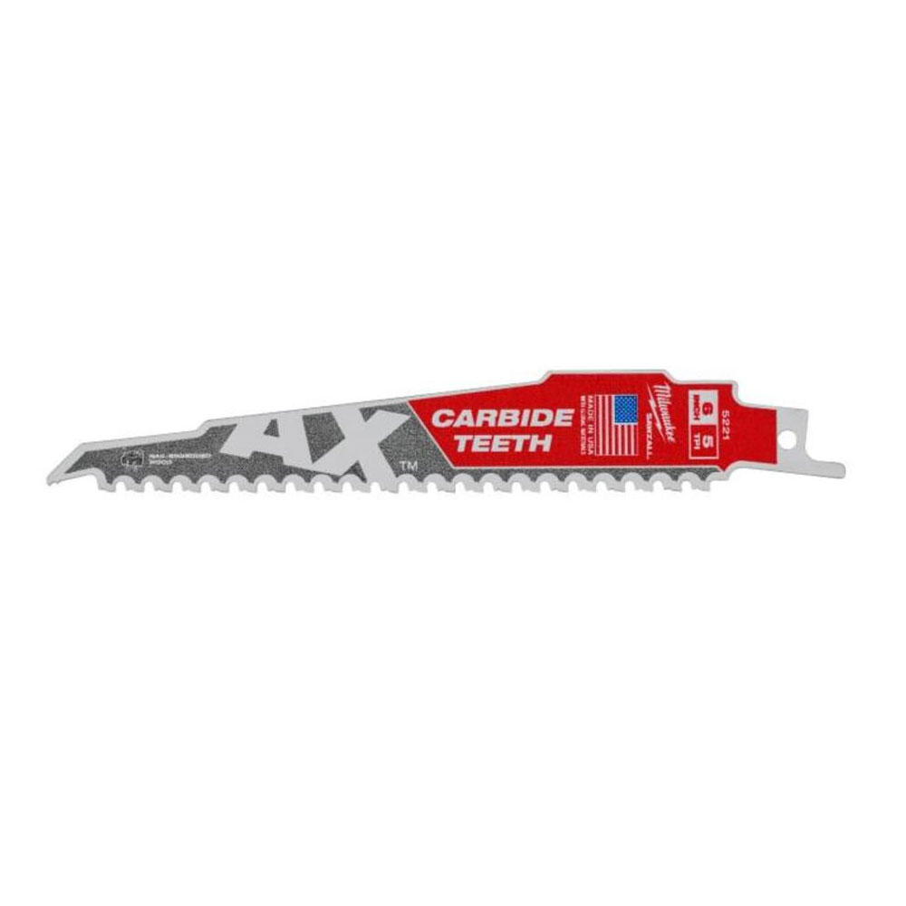 Main 1 - MILWAUKEE 6" AX CARBIDE RECIPROCATING SAW BLADE 5PK 48-00-5221 - Arlington Coal & Lumber