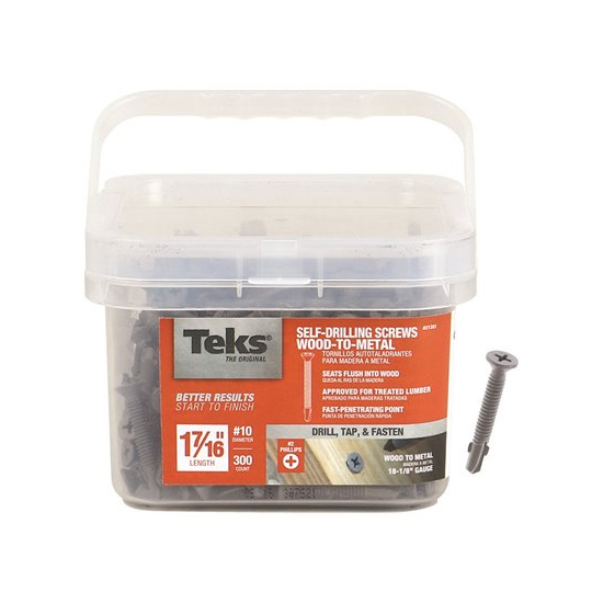 Main 1 - TEKS 10X1-7/16 WOOD TO METAL SCREW DRILL POINT 300CT (21381) - Arlington Coal & Lumber