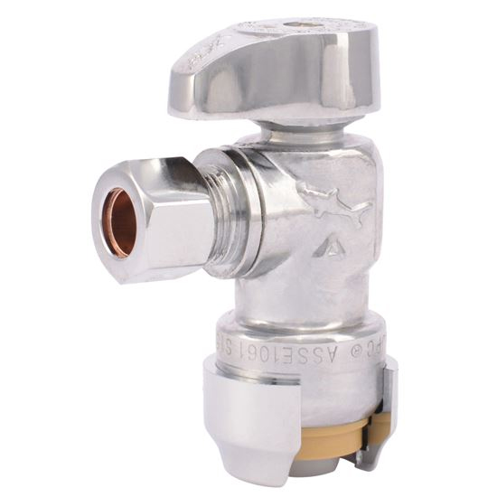 Main 1 - SHARKBITE STOP VALVE 1/2 X 3/8 IN COMPRESSION BRASS CHROME (23036-0000LF) - Arlington Coal & Lumber