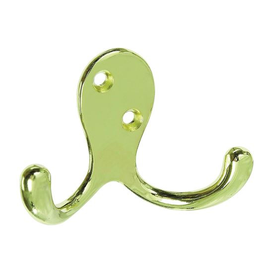 Main 1 - 830151 HOOK ROBE DBL PRNG PB HOOK ROBE DOUBLE PRONG POLBRSS - Arlington Coal & Lumber