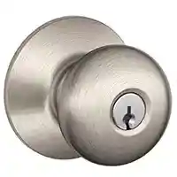 Main 1 - SCHLAGE F51APLY619 ENTRY LOCK PLYMOUTH KNOB K4  SATIN NICKEL ** BOXED ** - Arlington Coal & Lumber
