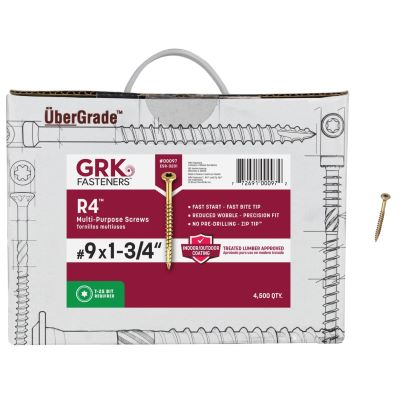 GRK #9 X 1-3/4" R4 MULTI PURPOSE SCREW (4500 PCS) BULK BOX T-25 (#00097) - Arlington Coal & Lumber