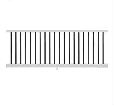 Main 1 - TREX SELECT **CLASSIC** WHITE HORIZONTAL 8' X 36" RAIL KIT W/ BLACK ROUND ALUMINUM BALUSTERS (TOP & BOTTOM RAIL, HARDWARE, ADJ. FOOTBLOCK, BALUSTERS) - Arlington Coal & Lumber