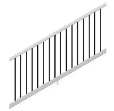 TREX SELECT **CLASSIC** WHITE STAIR 8' X 36" RAIL KIT W/ BLACK ROUND ALUMINUM BALUSTERS (TOP & BOTTOM RAIL, HARDWARE, ADJ. FOOTBLOCK, BALUSTERS) - Arlington Coal & Lumber