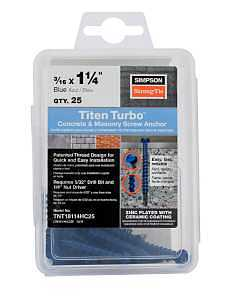 Main 1 - SIMPSON 3/16 X 1-1/4 HEX TITEN TURBO 25 TUB (TNT18114HC25) - Arlington Coal & Lumber