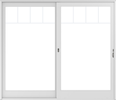 Main 2 - 400 Series Patio Doors 2 Panel-FWG, FWG80611, Assembled Left-Stationary, White w/White Sash / Frame:Pine White Panel:Pine White, Dual Pane Low-E4, Tempered, Stainless Glass / Grille Spacer, w/Finelight Short Fractional Grilles, Job Site Applied Standard - Arlington Coal & Lumber