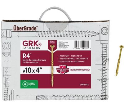 Main 2 - GRK #10 X 4" R-4 MULTI PURPOSE SCREW (1000 PCS) BULK BOX T-25 (#00141) - Arlington Coal & Lumber