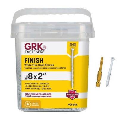 Main 2 - GRK #8 X 2-1/2" WHITE FIN/TRIM SCREW (505 PCS) T-10  (#16830) - Arlington Coal & Lumber