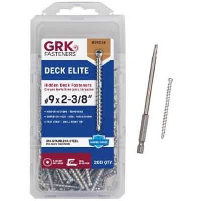 GRK #9 X 2-3/8" DECK ELITE 318 STAINLESS STEEL HIDDEN FASTENERS (200 PCS) T-15 (#39238) - Arlington Coal & Lumber