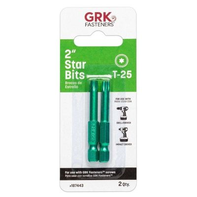Main 2 - GRK T-25 2" STAR BIT GREEN PKG 2-PACK (#187443) - Arlington Coal & Lumber