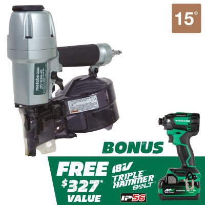 Main 2 - METABO KNV65AH2M 2-1/2" COIL SIDING NAILER + BONUS 18V IMPACT DRIVER KIT - Arlington Coal & Lumber
