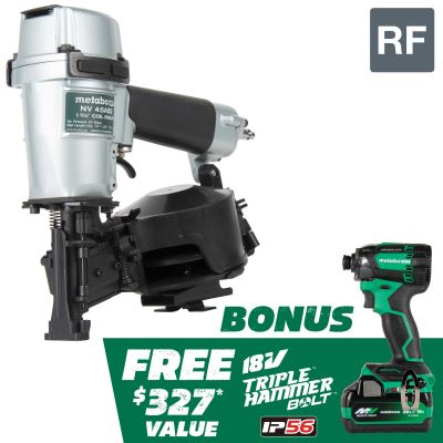Main 2 - METABO KNV45AB2M 1-3/4 COIL ROOFING NAILER + BONUS 18V IMPACT DRIVER KIT - Arlington Coal & Lumber