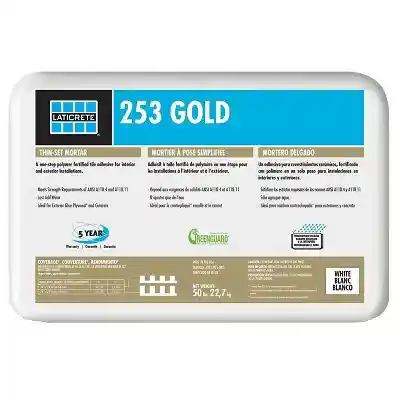 50# GREY LATICRETE THIN-SET MORTAR (POLYMER FORTIFIED) (#253 GOLD) 10YR WARRANTY - Arlington Coal & Lumber