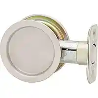 Main 2 - LATCH POCKET DOOR PASSAGE SATIN NICKEL FOR 2-1/8" BORE (33415RND)  - Arlington Coal & Lumber