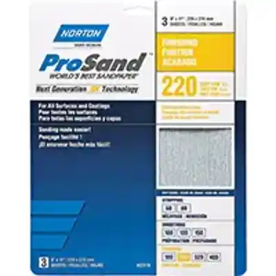 NORTON PROSAND P220 FINISHING 9X11 SANDING SHEET 3 PACK (YELLOW) - Arlington Coal & Lumber