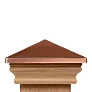 Main 1 - 6 X 6 WESTERN RED CEDAR COPPER CLAD HIGH POINT SLIP OVER POST CAP - Arlington Coal & Lumber