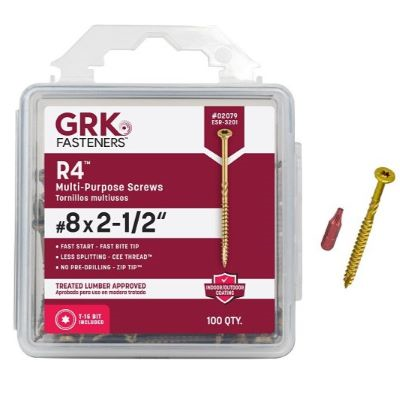 GRK #8 X 2-1/2" R4 MULTI PURPOSE SCREW (100 PCS) T-15 (#02079) - Arlington Coal & Lumber