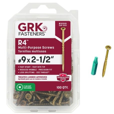 GRK #9 X 2-1/2" R4 MULTI PURPOSE SCREW (100 PCS) T-25 #103101 - Arlington Coal & Lumber