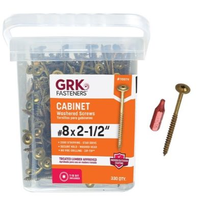 GRK #8 X 2-1/2" CABINET SCREW (330 PCS) T-15  (#110079) - Arlington Coal & Lumber