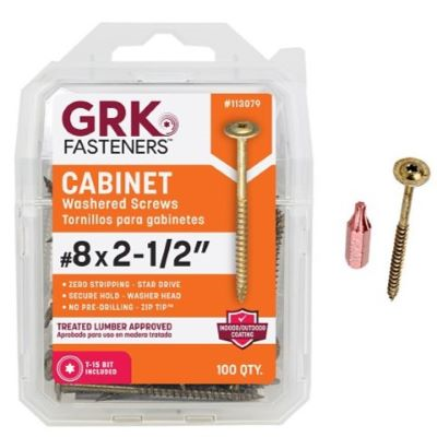 GRK #8 X 2-1/2" CABINET SCREW (100 PCS) T-15 (#113079) - Arlington Coal & Lumber