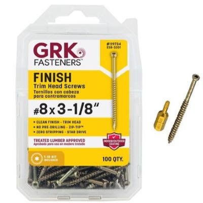 GRK #8 X 3-1/8" FIN/TRIM SCREW (100 PCS) T-10  (#119734) - Arlington Coal & Lumber