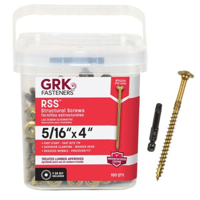GRK 5/16" X 4" RSS STRUCTURAL SCREW (100 PCS) T-30 (#12225) - Arlington Coal & Lumber