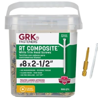 GRK #8 X 2-1/2" WHITE RT COMPOSITE SCREW (505 PCS) T-10 (#16630) - Arlington Coal & Lumber