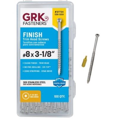 GRK #8 X 3-1/8" STAINLESS STEEL FIN/TRIM SCREW (100 PCS) T-10 (#37734) - Arlington Coal & Lumber