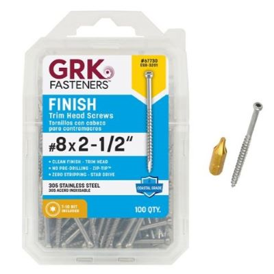GRK #8 X 2-1/2" STAINLESS STEEL FIN/TRIM SCREW (100 PCS) T-10 (#67730) - Arlington Coal & Lumber