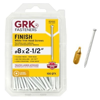 GRK #8 X 2-1/2" WHITE FIN/TRIM SCREW (100 PCS) T-10 (#96065) - Arlington Coal & Lumber