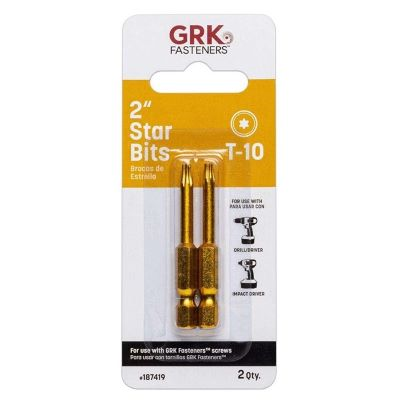 GRK T-10 2" STAR BIT YELLOW PKG 2-PACK (#187419)  - Arlington Coal & Lumber