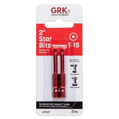 GRK T-15 2" STAR BIT RED PKG 2-PACK  (#187427) - Arlington Coal & Lumber