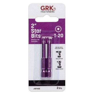 Main 1 - GRK T-20 2" STAR BIT PURPLE PKG 2-PACK (#187435)  - Arlington Coal & Lumber