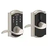 Main 1 - SCHLAGE FE695VCAMXACC619 "TOUCH" ENTRY ACCENT LEVER CAMELOT TRIM SATIN NICKEL ** VISUAL PACK ** - Arlington Coal & Lumber
