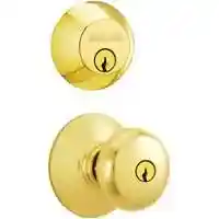 Main 1 - SCHLAGE FB50VPLY505 PLYMOUTH ENTRY KNOB/DEADBOLT COMBO K4 BRIGHT BRASS ** VISUAL PACK ** - Arlington Coal & Lumber