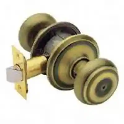 SCHLAGE F40VGEO609 PRIVACY GEOGIAN KNOB ANTIQUE BRASS ** VISUAL PACK ** - Arlington Coal & Lumber