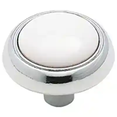KNOB 1-3/16IN WHITE/POL CHROME - Arlington Coal & Lumber